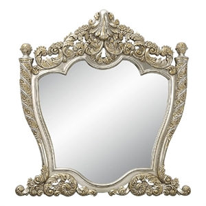 Benjara Mas 59&quot Classic Wood Mirror- Ornate Carved Frame- Champagne Gold
