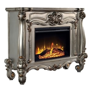 Benjara Kai 47&quot Classical Elegant Electric Fireplace- Remote- Timer- Silver