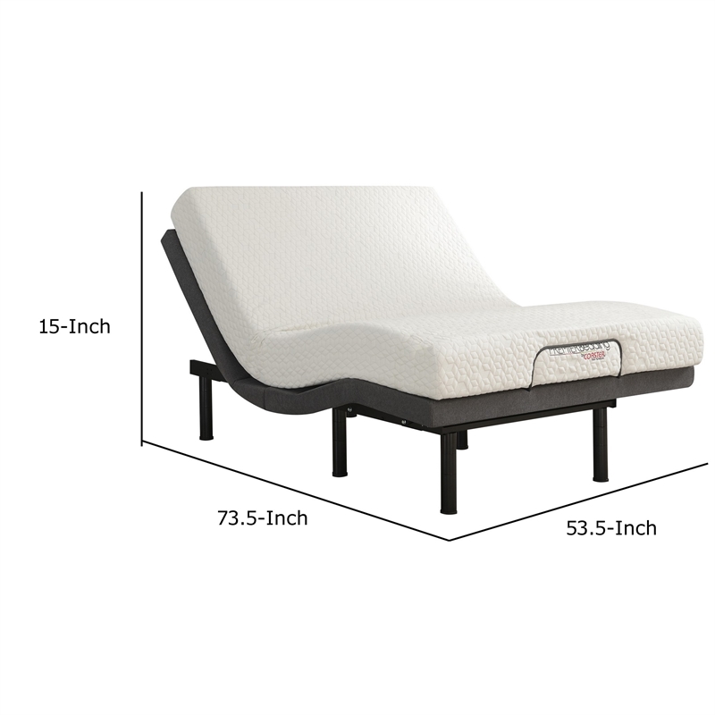 Benjara Liza Adjustable Full Bed Base- Wireless Remote- Head Foot Incline