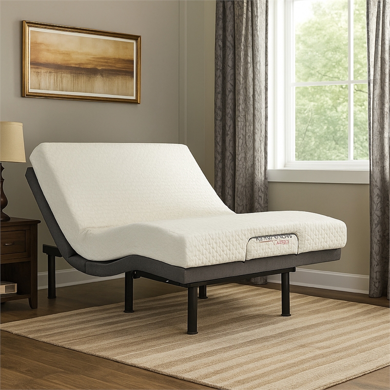 Benjara Liza Adjustable Full Bed Base- Wireless Remote- Head Foot Incline