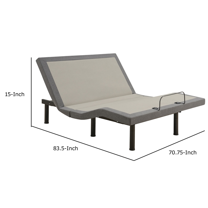 Benjara Tao Adjustable Bed Base Cal King- Dual Incline Massager Bluetooth