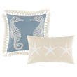 Benjara Wade 5 PC King Quilt Set- Ocean Design- Scalloped Edges- Floral Pattern
