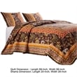 Benjara Dill 2 PC Twin Quilt Set- Bohemian- Jacobean Floral Print- Brown- Orange