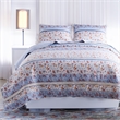 Benjara Joa 2 PC Microfiber Twin Quilt Set- Floral Print- Lace Trim-Multicolor