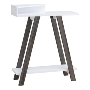 Benjara Baki 38&quot Modern Wood Side Console Table- Corner Compartment- White