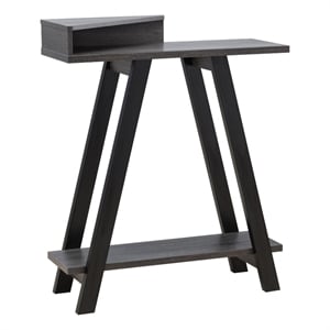 Benjara Baki 38&quot Modern Wood Side Console Table- Corner Compartment- Black