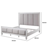 Benjara Kate Modern King Size Bed- ChannelTufted- Gray Fabric- White Wood Frame