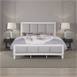Benjara Kate Modern King Size Bed- ChannelTufted- Gray Fabric- White Wood Frame