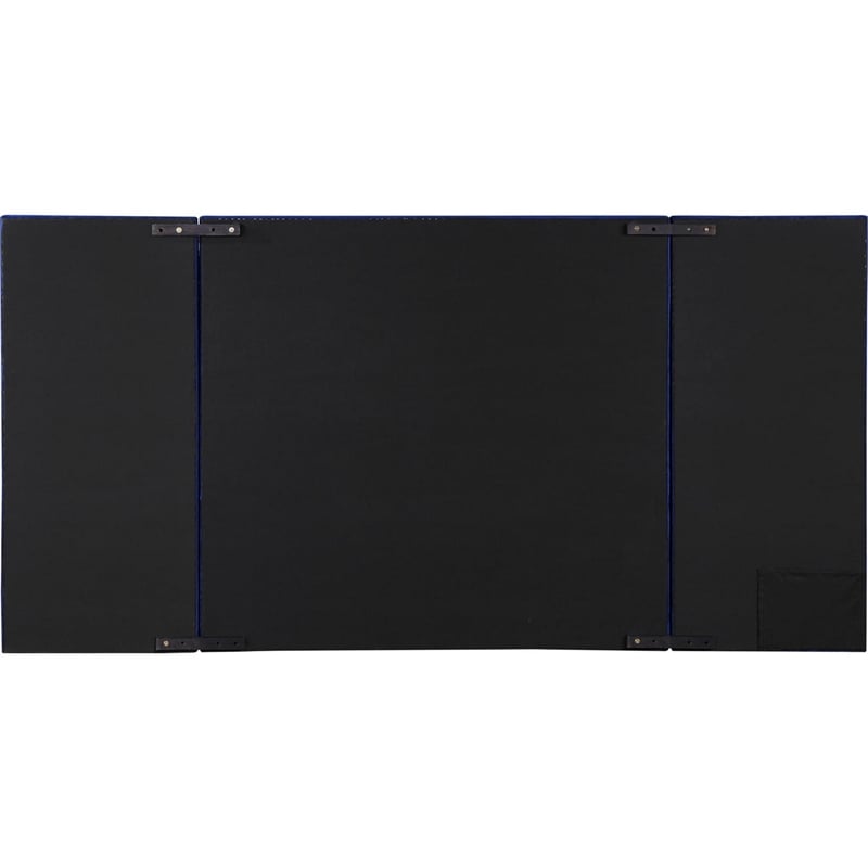 Benjara Cleo King Size Bed- Velvet- XL 3 Panel Headboard- Crystal Tufted- Blue