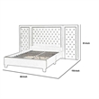 Benjara Cleo Queen Bed- Velvet- XL 3 Panel Tall Headboard- Crystal Tufted- Blue