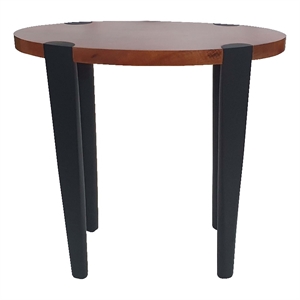 Benjara Max 23&quot Oval Top End Side Table- Mango Wood- Iron Frame- Brown- Black