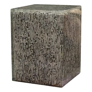Benjara 18&quot Vintage Pedestal Stand Side End Table- Square Top- Antique Gray