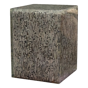 Benjara 18&quot Vintage Pedestal Stand Side End Table- Square Top- Antique Gray