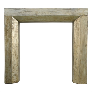 Benjara 50&quot Fireplace Mantel- Rectangular Wood Frame- Metallic Brass Finish