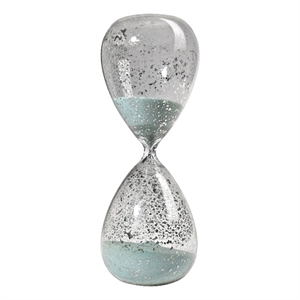 Benjara Doug 10&quot Decorative 60 Minute Hourglass Accent Decor- Teal Blue Sand