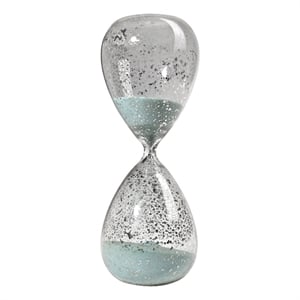 Benjara Doug 10&quot Decorative 60 Minute Hourglass Accent Decor- Teal Blue Sand