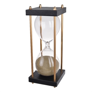 Benjara Doug&quot 60 Minute S& Hourglass with Modern Frame Included- Black/Brown