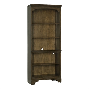 Benjara Tia 78&quot 5 Tier Rubberwood Bookcase- 3 Adjustable Shelves- Oak Brown