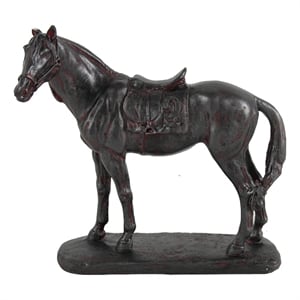 Benjara Don 10&quot Horse Figurine Sculpture- Handmade Table Accent Brown Polyresin