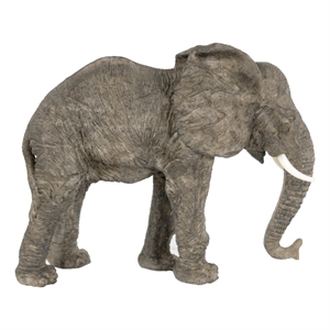 Benjara Don 13&quot Walking Elephant Accent Figurine- Realistic Polyresin- Gray