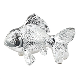 Benjara Don 10&quot Goldfish Accent Figurine- Tabletop Decor- Chrome Finished Resin