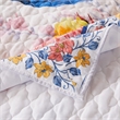 Benjara Tess Microfiber 3 Piece Full Quilt Set- Peacock- Floral Print-Multicolor