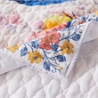 Benjara Tess Microfiber 3 Piece King Quilt Set- Peacock- Floral Print-Multicolor