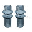 Benjara Rae Set of 2 Glass Vases-Tall Round Cylinders-Smokey Blue-Clear Finish