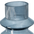 Benjara Rae Set of 2 Glass Vases-Tall Round Cylinders-Smokey Blue-Clear Finish