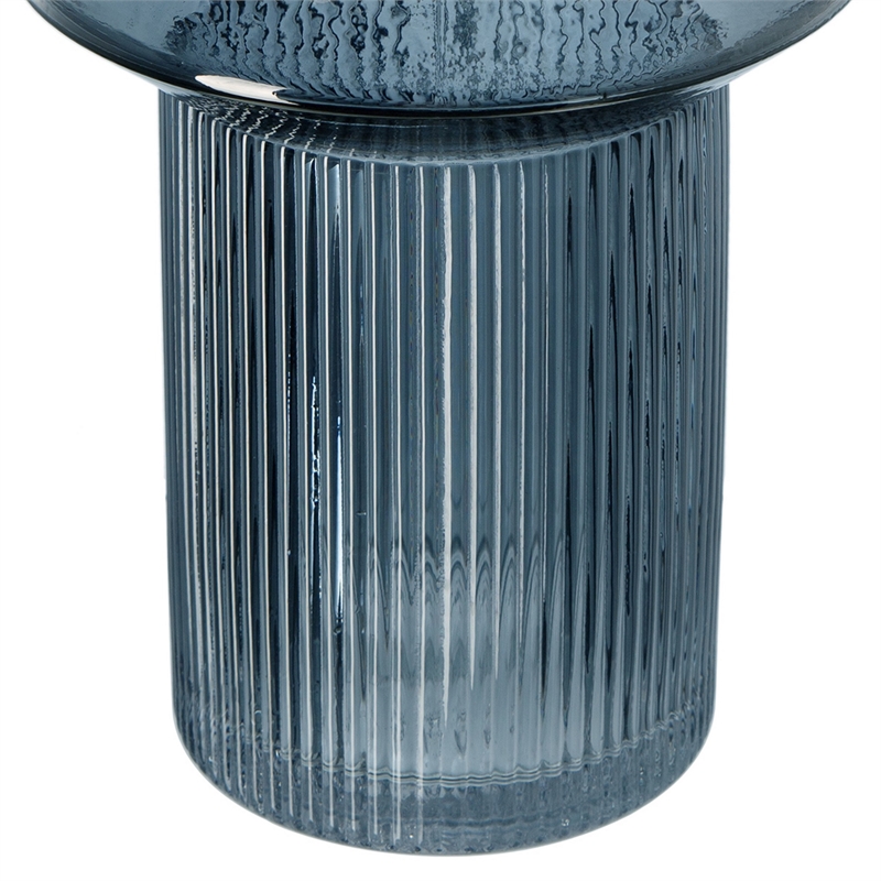 Benjara Rae Set of 2 Glass Vases-Tall Round Cylinders-Smokey Blue-Clear Finish