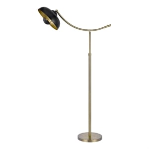 Benjara 66&quot Adjustable Arc Floor Lamp- Dome Shade- Dark Bronze- Antique Brass