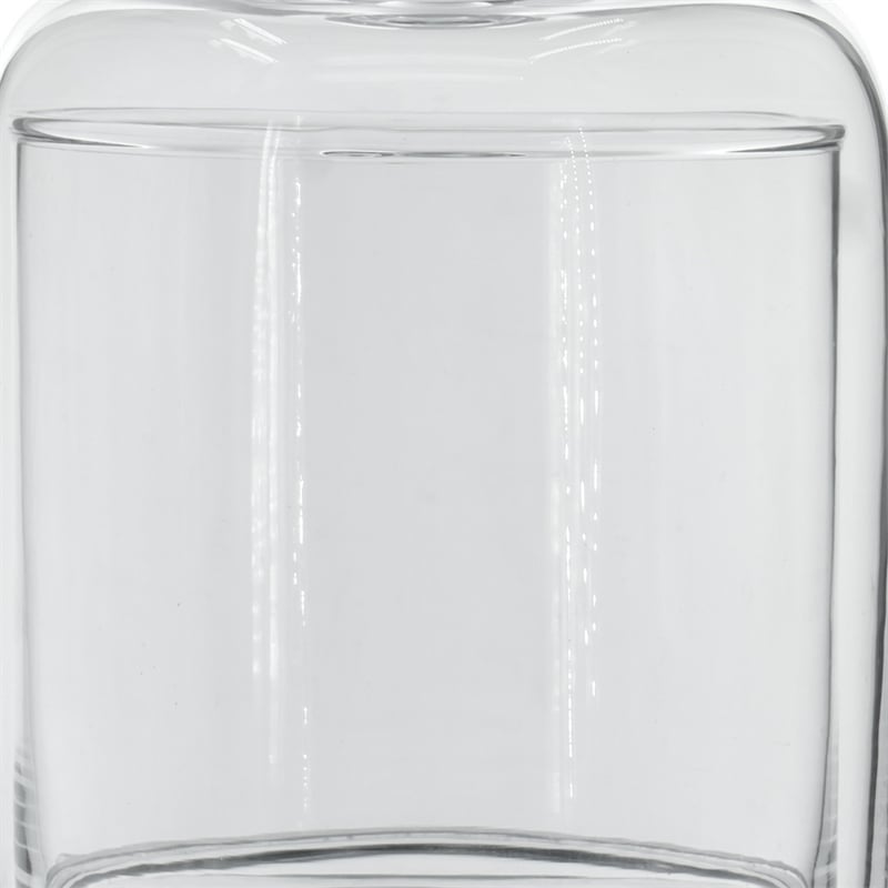 Benjara Set of 2 Large Glass Serving Platters with Dome and Finial Handle- Clear