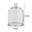 Benjara Set of 2 Large Glass Serving Platters with Dome and Finial Handle- Clear
