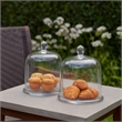 Benjara Set of 2 Large Glass Serving Platters with Dome and Finial Handle- Clear