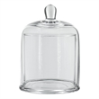 Benjara Set of 2 Large Glass Serving Platters with Dome and Finial Handle- Clear