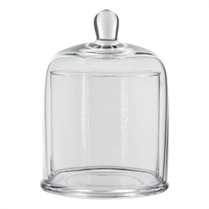 Benjara Set of 2 Large Glass Serving Platters with Dome and Finial Handle- Clear