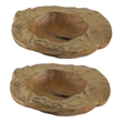 Benjara Set of 2 Decoratie Teak Wood Table Bowls- Brown- Natural Edge- Brown