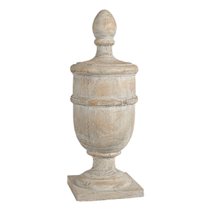 Benjara 22&quot Classical Accent Decor Statuette- Turned Finial Design- Off White