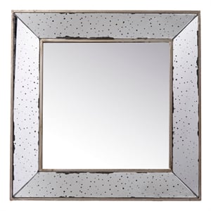 Benjara Filo 18&quot Square Wall Accent Mirror- Raised Tray Edges- Mirrored Frame