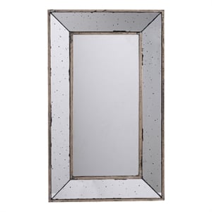 Benjara Filo 24&quot Wall Mirror- Raised Tray Edges- Mirrored Rectangular Frame