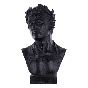 Benjara 11&quot Resin Atticus Bust Statue in Hand Painted Modern Matte Black FInish