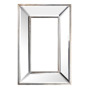 Benjara Toby 12 x 18&quot Wall Mount Accent Mirror- Antique Silver Wood Frame