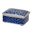 Benjara Set of 3 Decorative Boxes-White & Blue Porcelain Pottery-Floral Designs