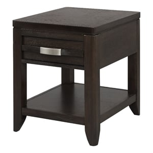 Benjara Joni 25&quot Side End Table- 1 Drawer & Shelf- Espresso Brown Acacia Wood