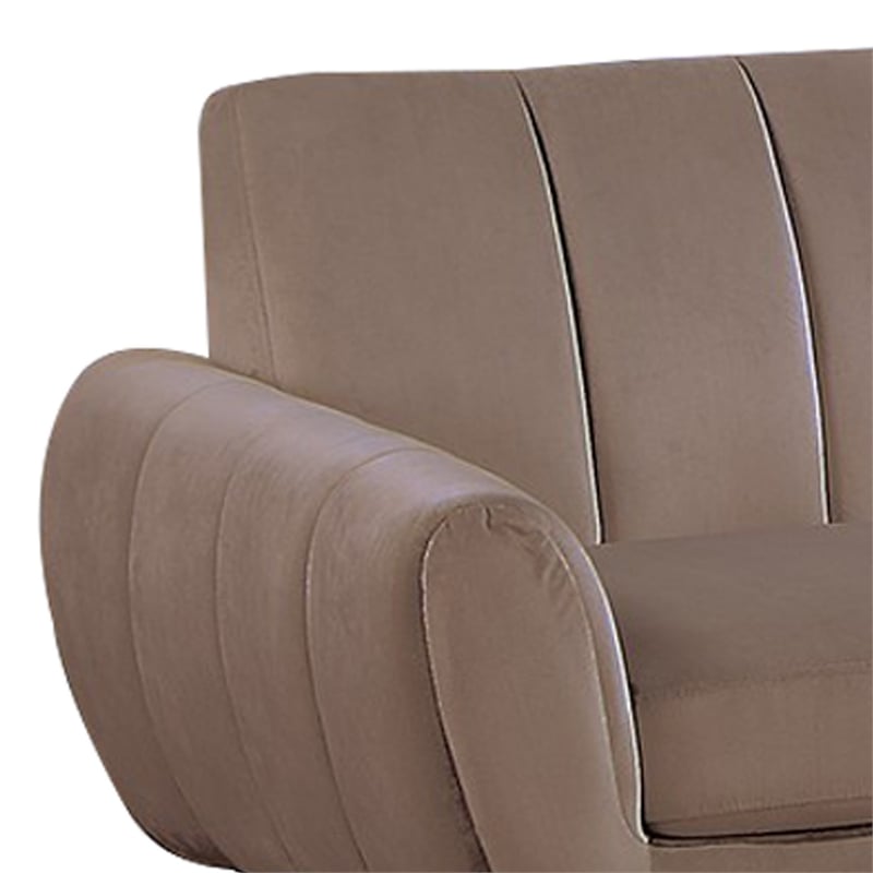 Benjara Lynn 2 Piece Sectional Sofa Set- Chaise Lounger- Tufted Velvet- Brown