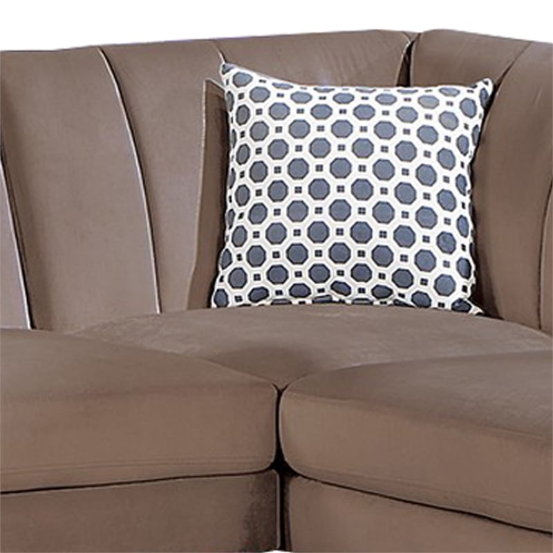 Benjara Lynn 2 Piece Sectional Sofa Set- Chaise Lounger- Tufted Velvet- Brown