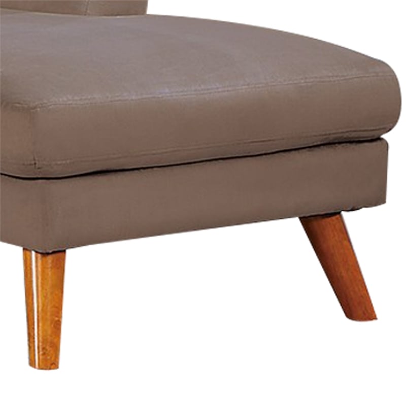 Benjara Lynn 2 Piece Sectional Sofa Set- Chaise Lounger- Tufted Velvet- Brown