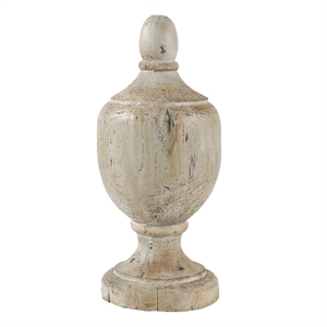Benjara 18&quot Modern Accent Decor- Turned Finial Design- Whitewashed Finish