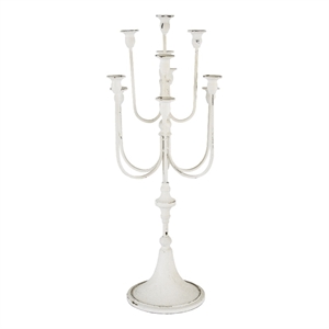 Benjara 30&quot Classic 11 Light Candelabra- Curved Arms- White Iron Frame