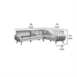 Benjara Lynn 2 PC L Shaped Sectional Sofa- Vertical Tufting- Velvet- Light Gray